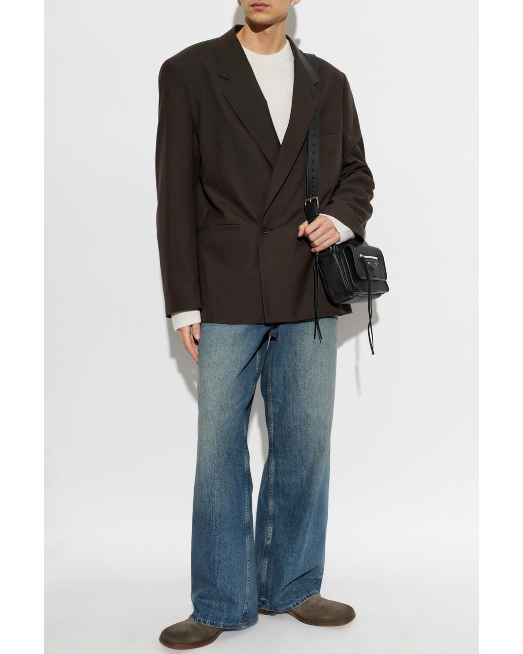 Lemaire Black Open-Lapel Blazer for men