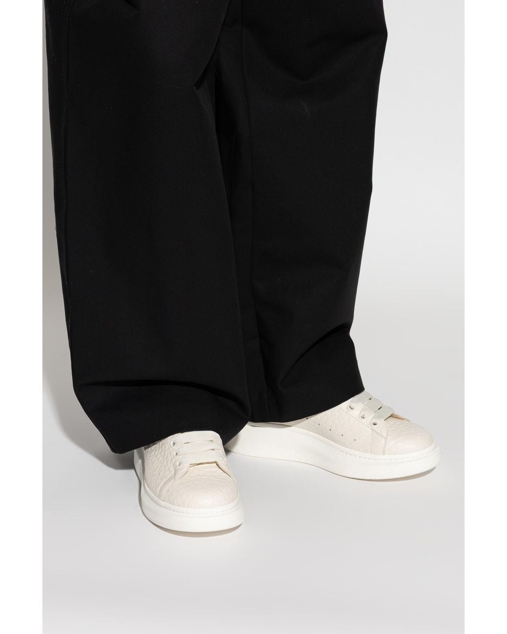 McQueen White Leather Sports Shoes for men
