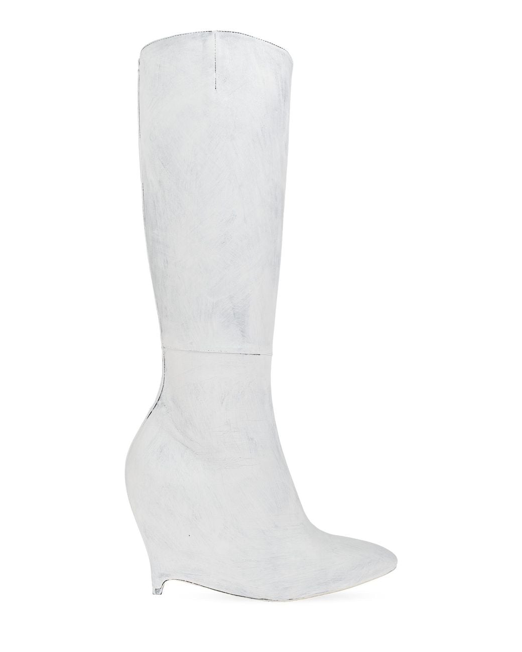 Maison Margiela White Leather Wedge-Heeled Boots