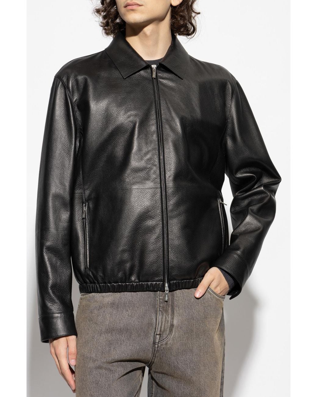 Ferragamo Black Leather Jacket for men