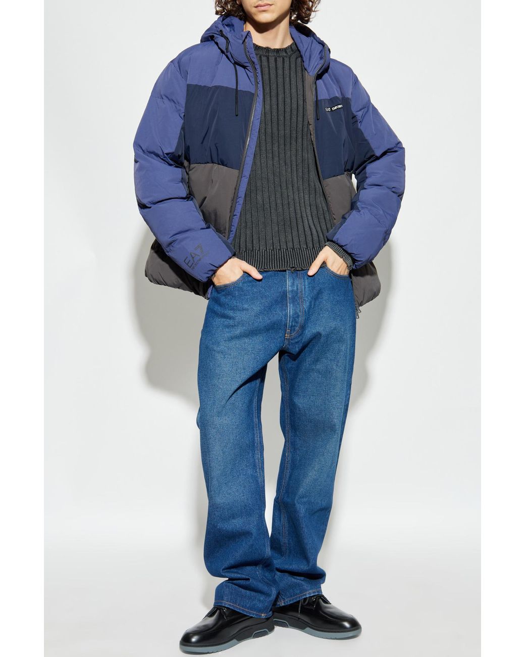 EA7 Blue Insulated Jacket With Logo for men