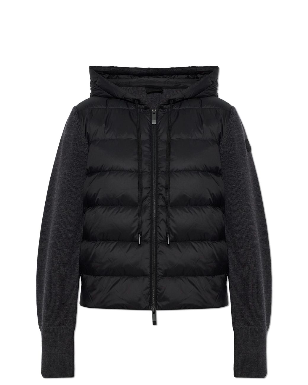 Moncler Black Cardigan With Quilted Front