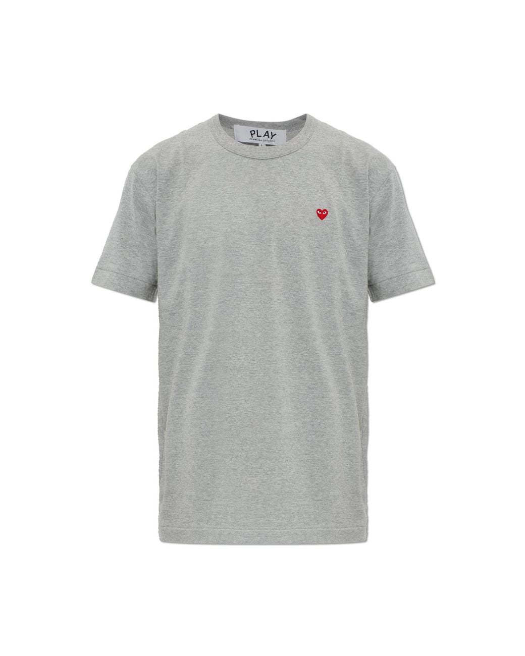 COMME DES GARÇONS PLAY Gray Cotton T-Shirt With Logo Patch for men