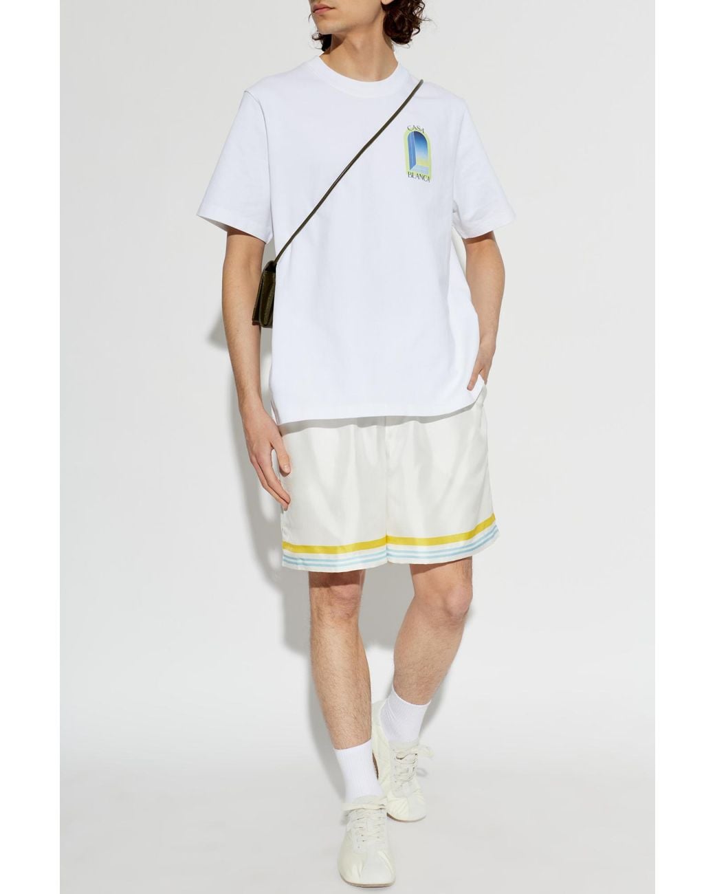 Casablanca White Silk Shorts for men