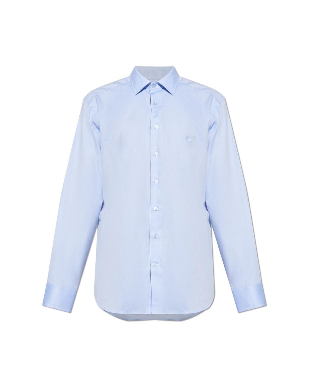 Etro Blue Shirt With Embroidered Logo for men