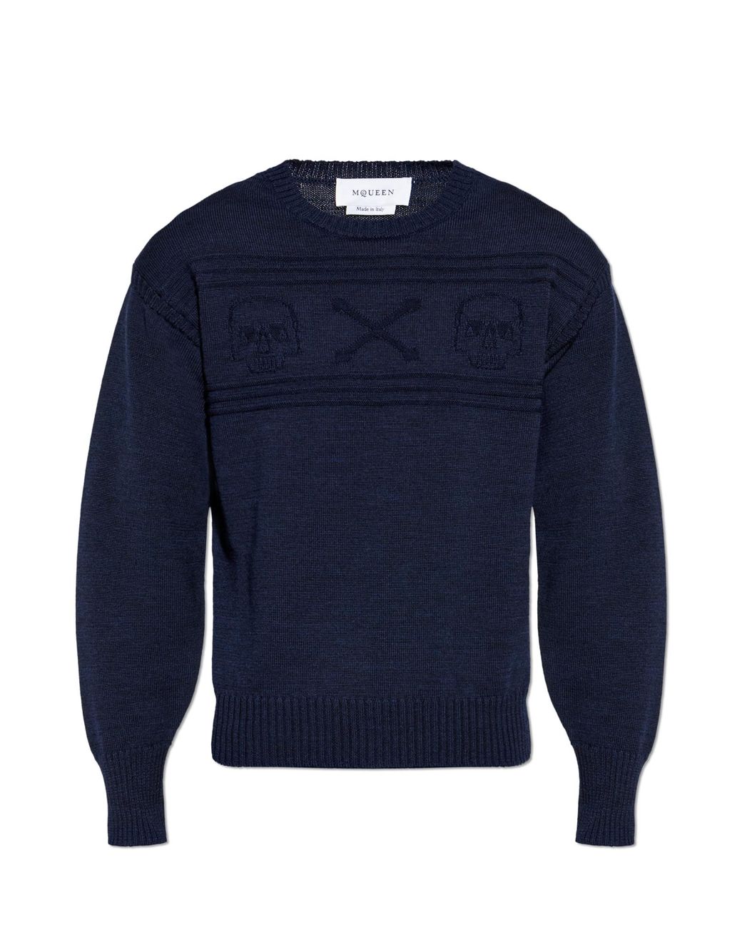 McQueen Blue Wool Sweater With A Crew Neckline for men