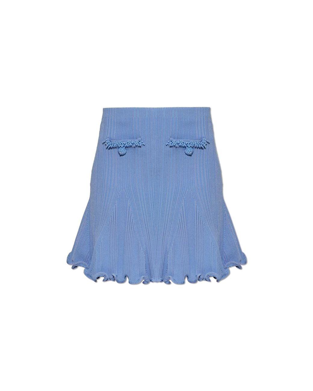 Self-Portrait Blue Short Skirt With Decorative Beads