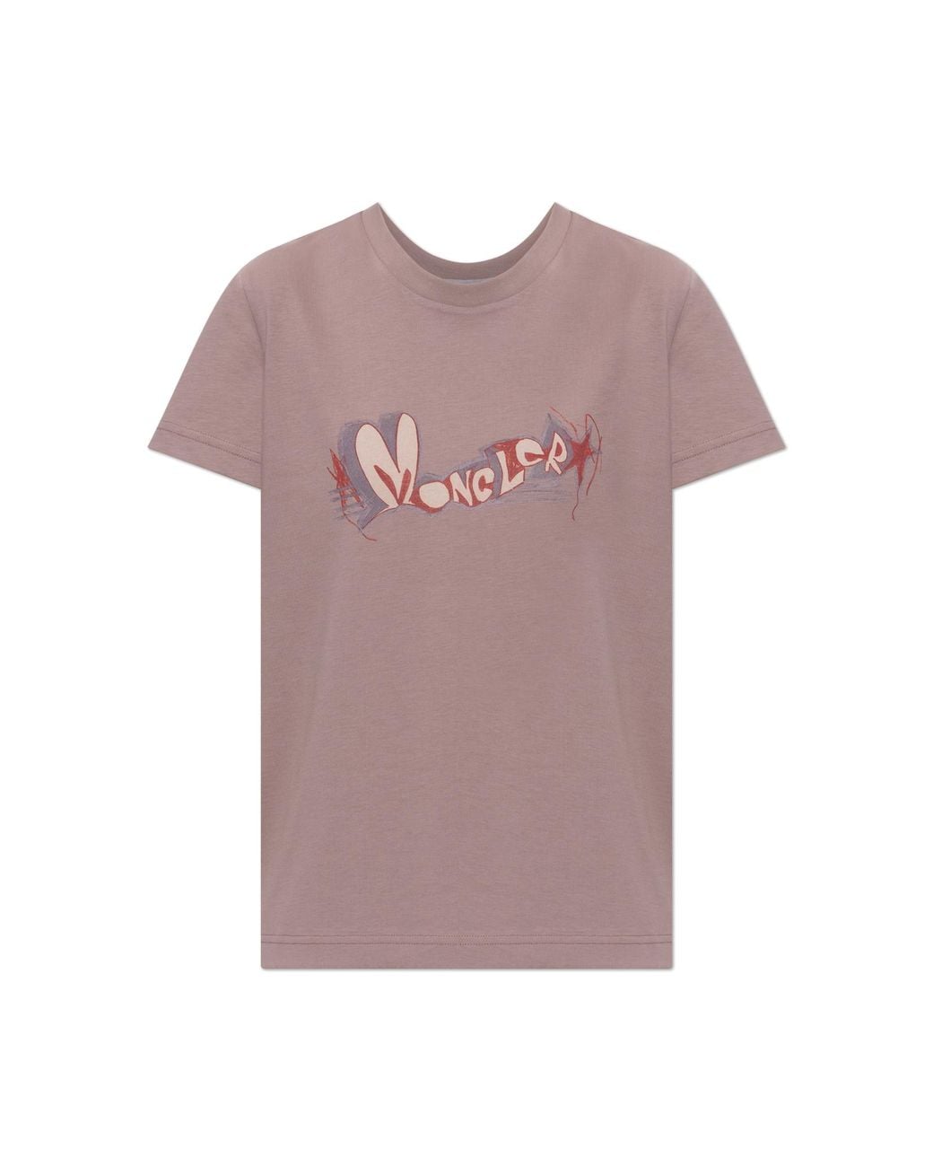 Moncler Pink T-Shirt With Printed Logo