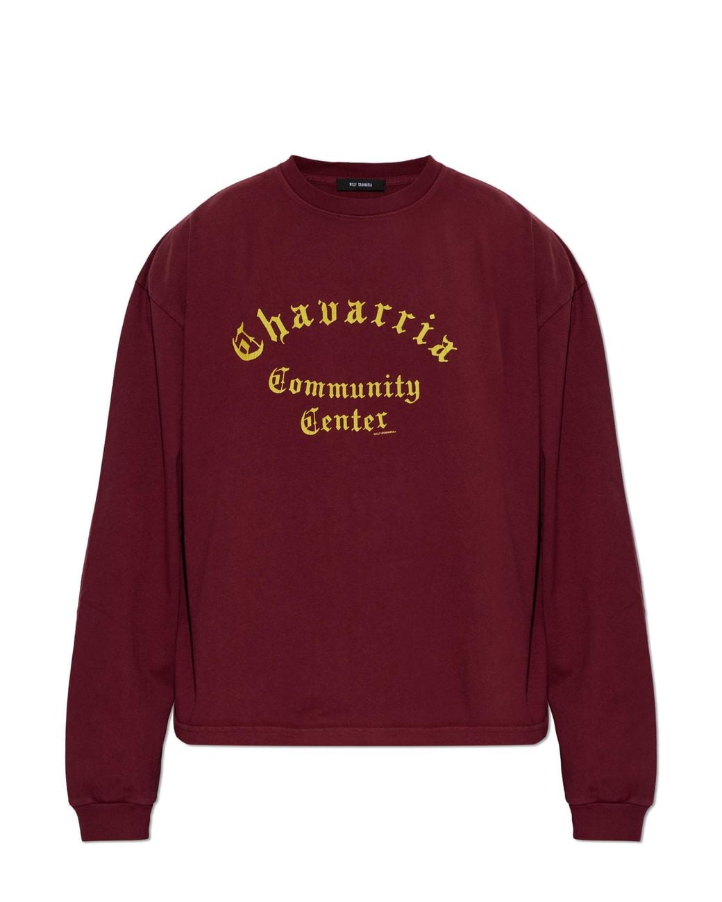Willy Chavarria Red Cotton T-Shirt 'Community Center Ls Buffalo' for men