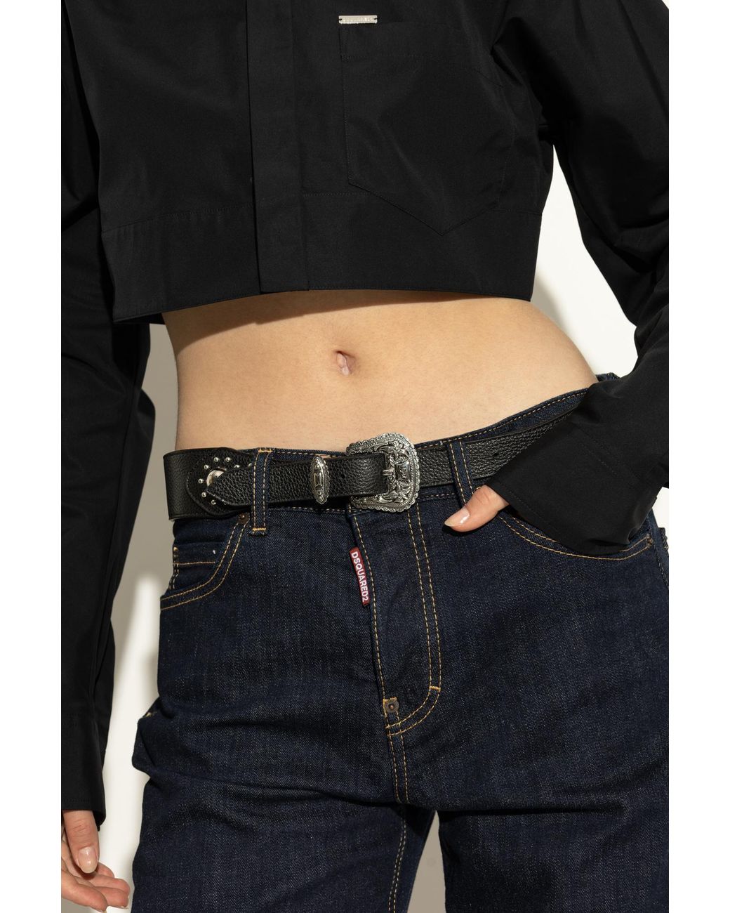 DSquared² Black Leather Belt