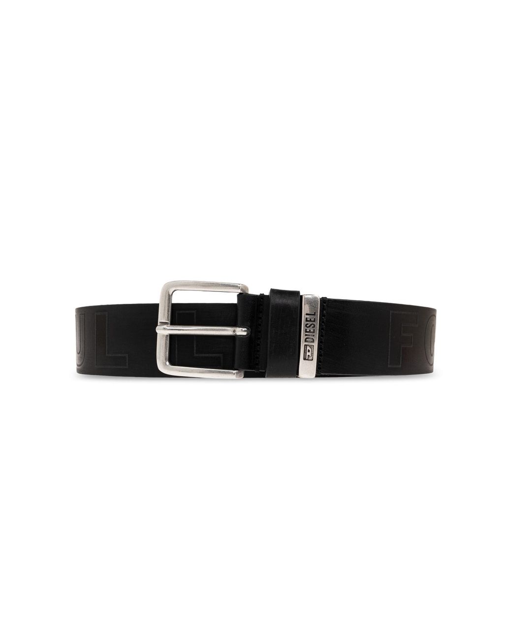 DIESEL Black Leather Belt Logo B-Fsl-Outline' for men