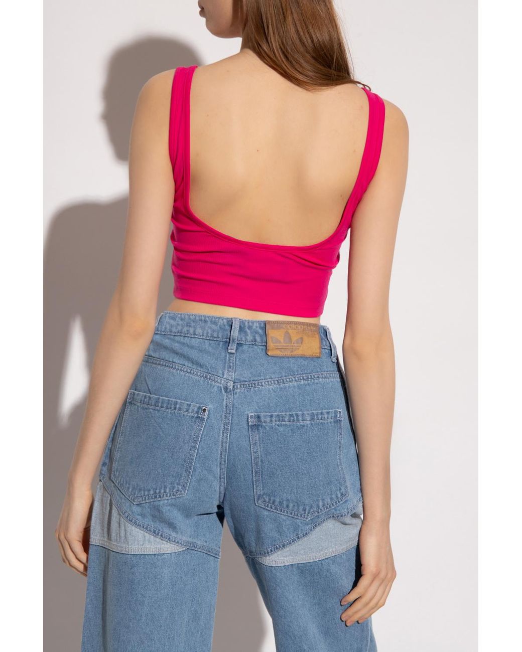 adidas Originals Cropped Top With Logo in Pink | Lyst