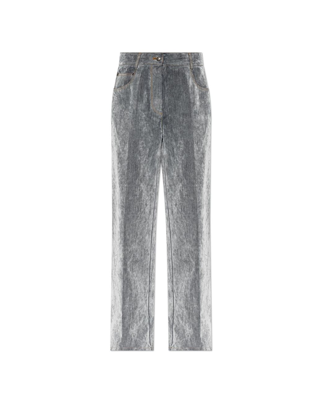 Forte_forte Gray Velvet-Finish Jeans