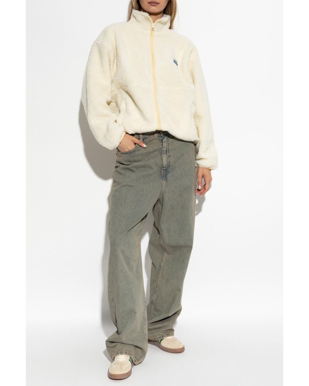American Vintage Natural Furry Sweatshirt With Logo Patch
