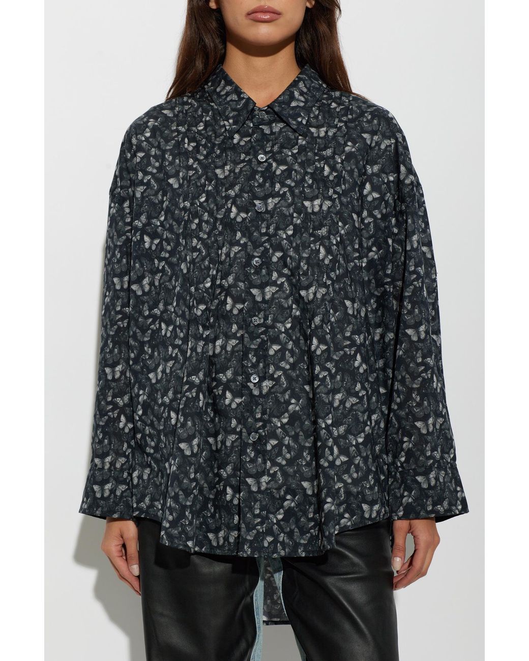 R13 Gray Oversize Shirt With Print