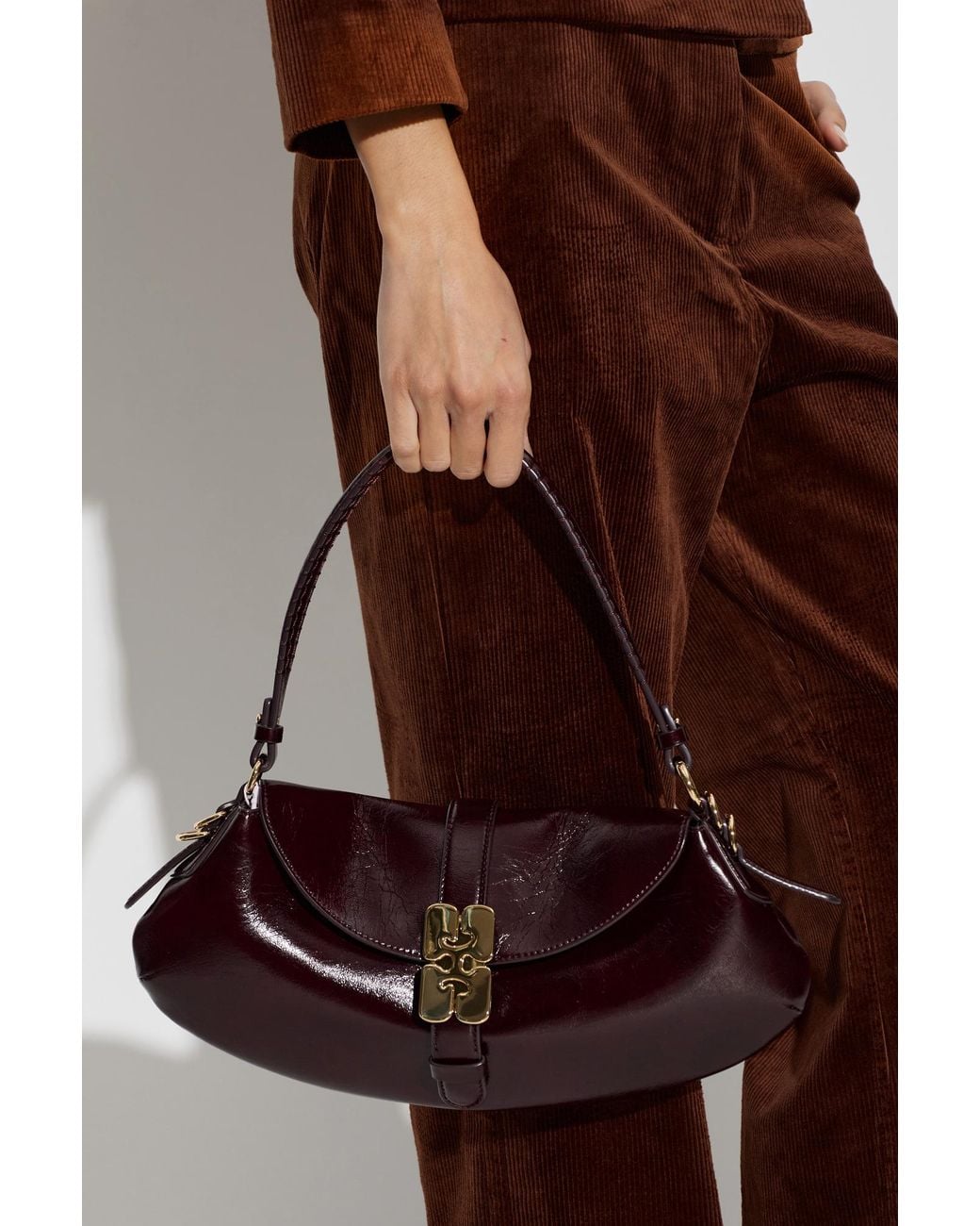 Ganni White Eco-Leather Shoulder Bag By