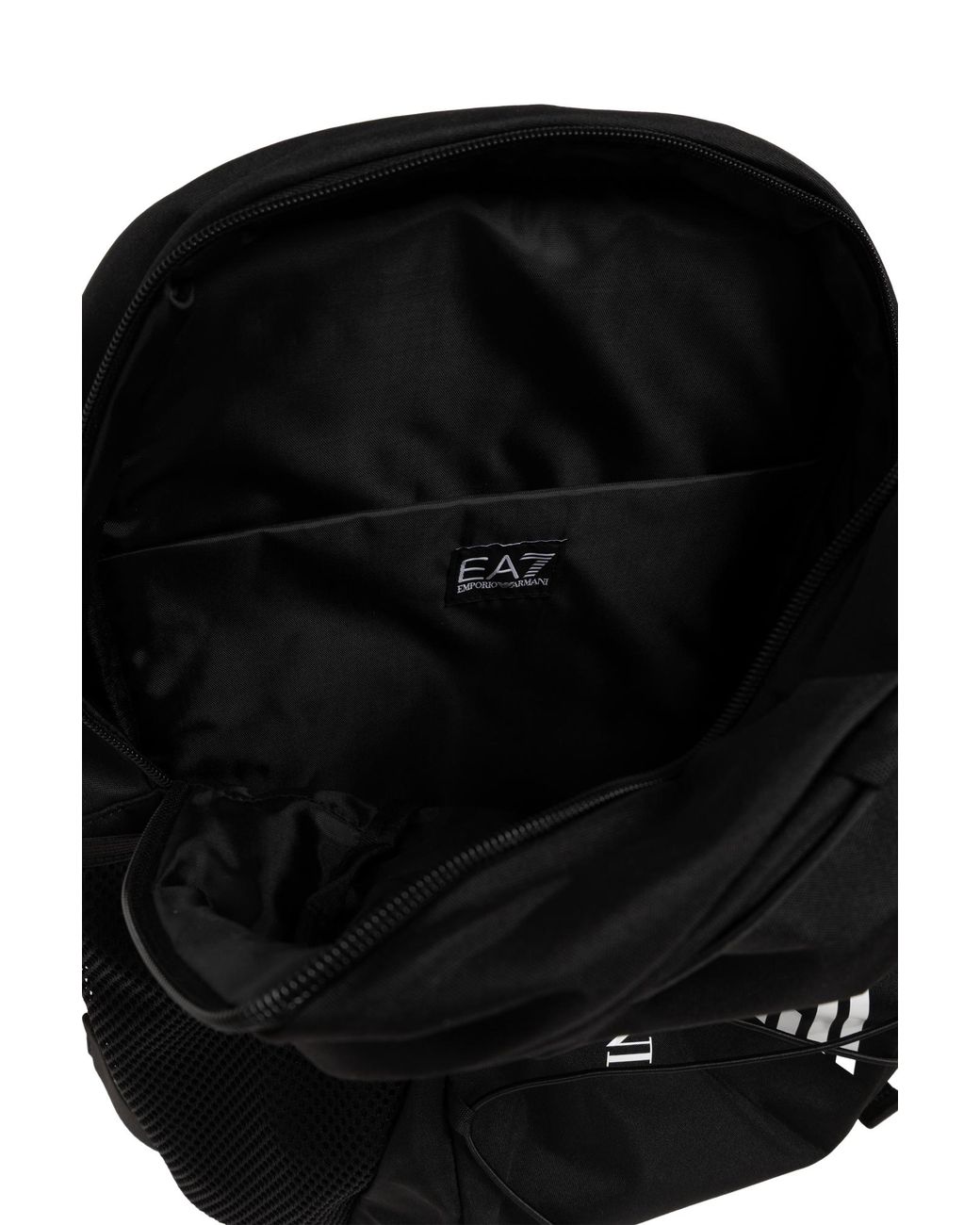 EA7 Black Backpack With Printed Logo