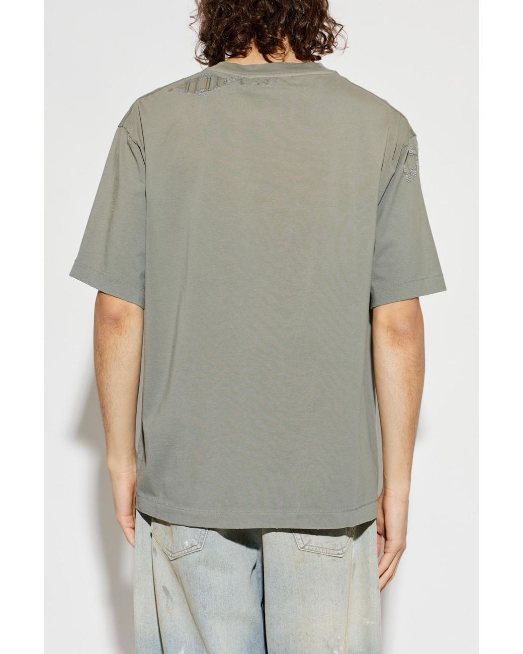 Acne Gray T-Shirt With Logo for men