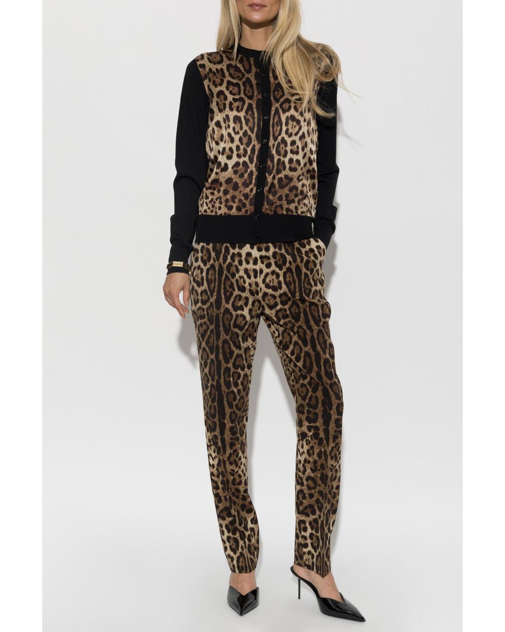 Dolce & Gabbana Black Cardigan With Animal Motif