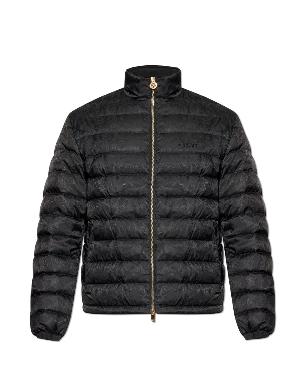 Versace Black Down Jacket With Stand-Up Collar for men