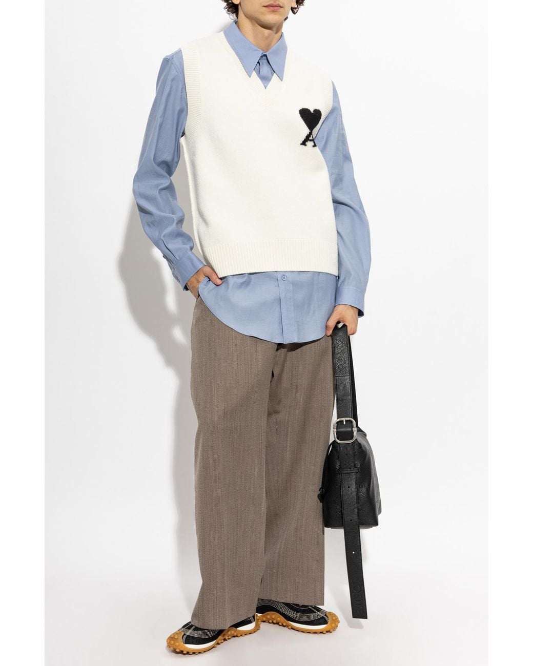 AMI White Wool Vest for men