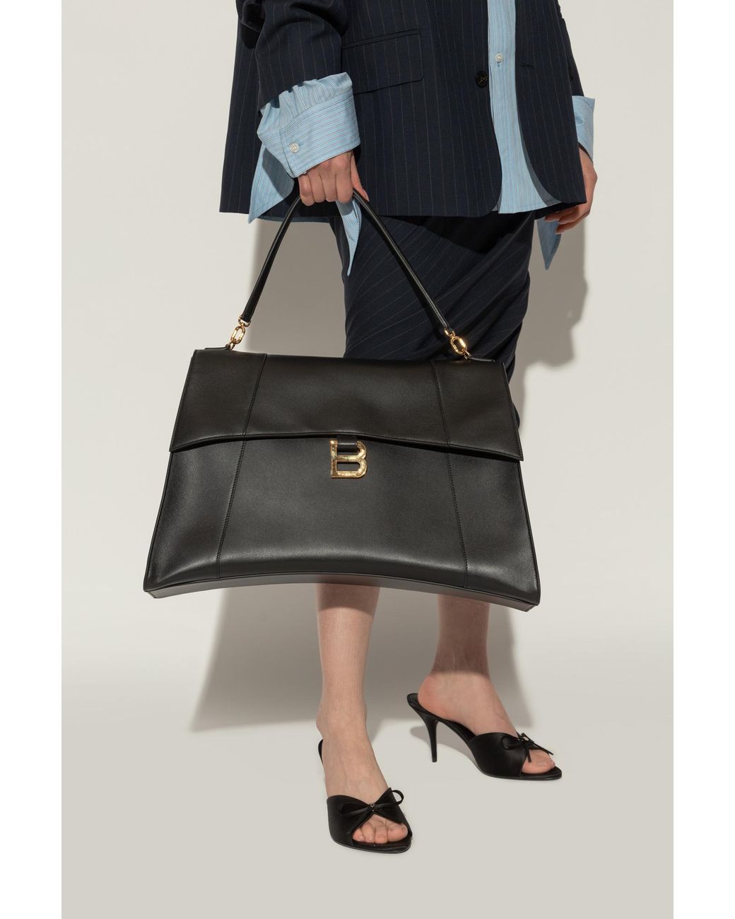 Balenciaga Handbag 'Hourglass Soft Large' in Black | Lyst UK