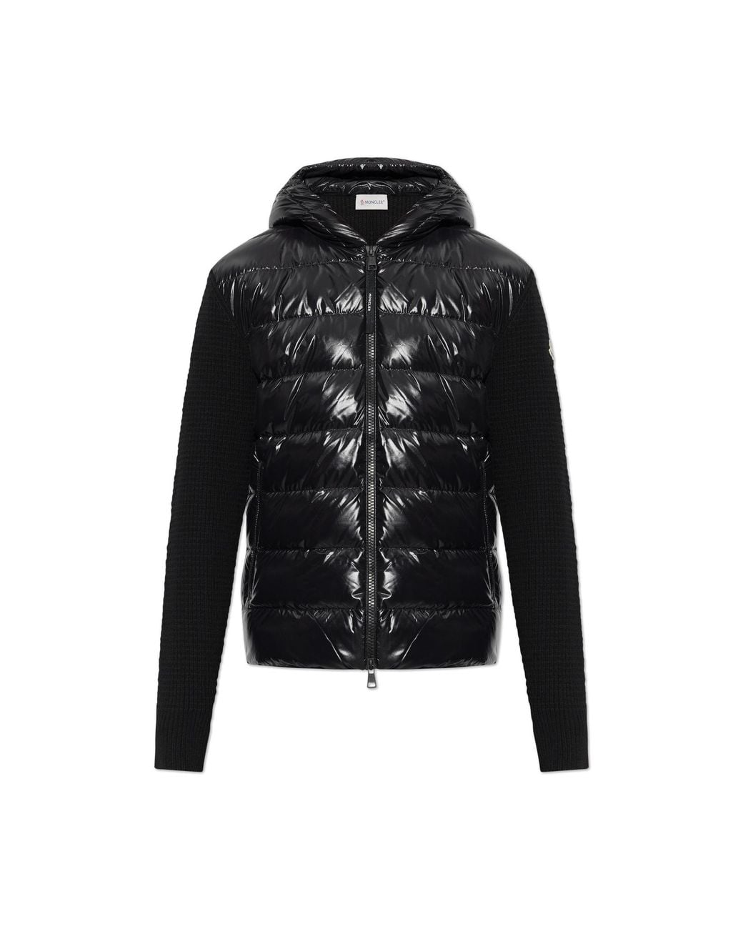 Moncler Black Cardigan With Quilted Front for men
