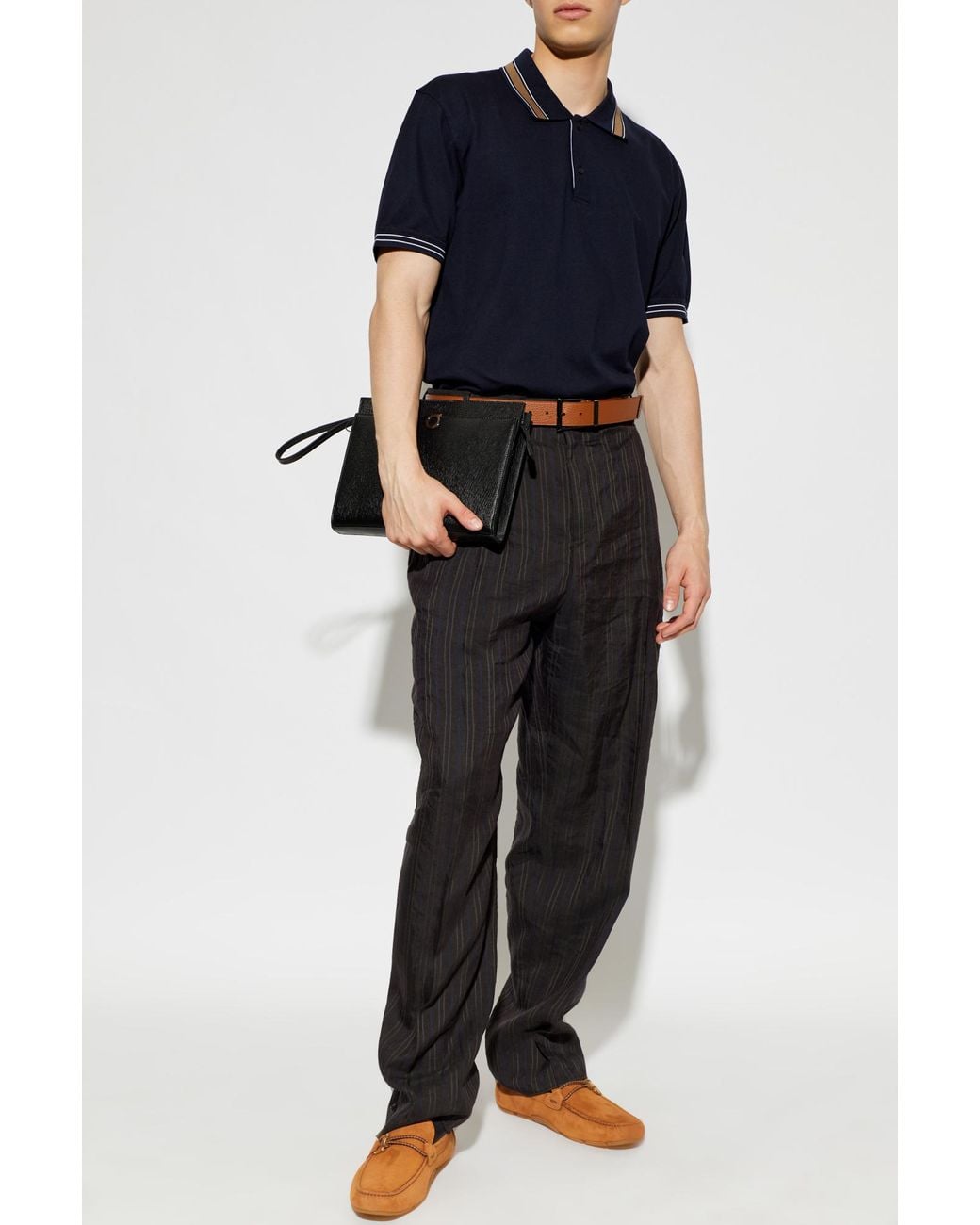 Ferragamo Blue Cotton Polo for men