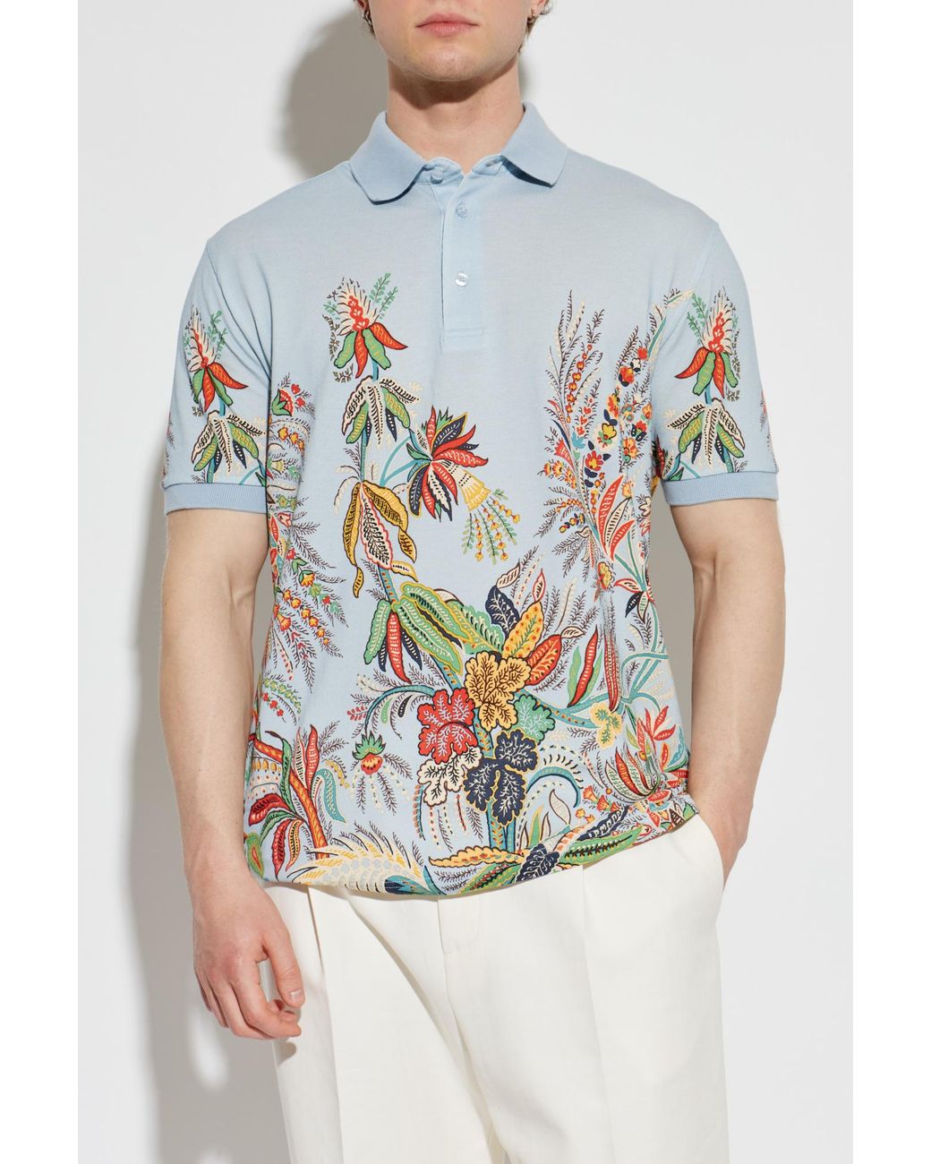 Etro Blue Patterned Polo for men