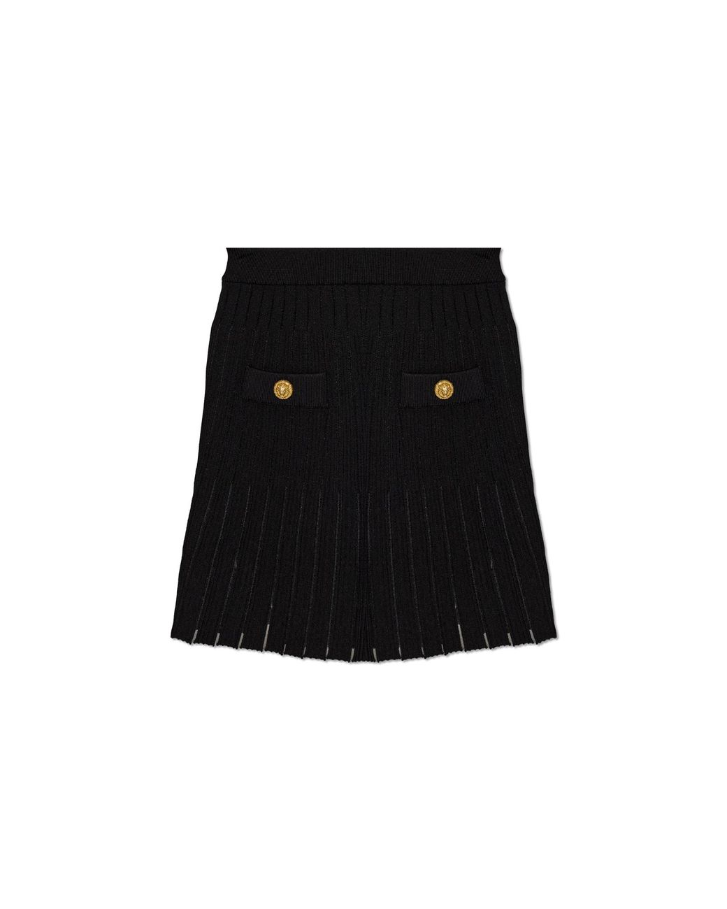 Balmain Black Skirt With Decorative Pockets