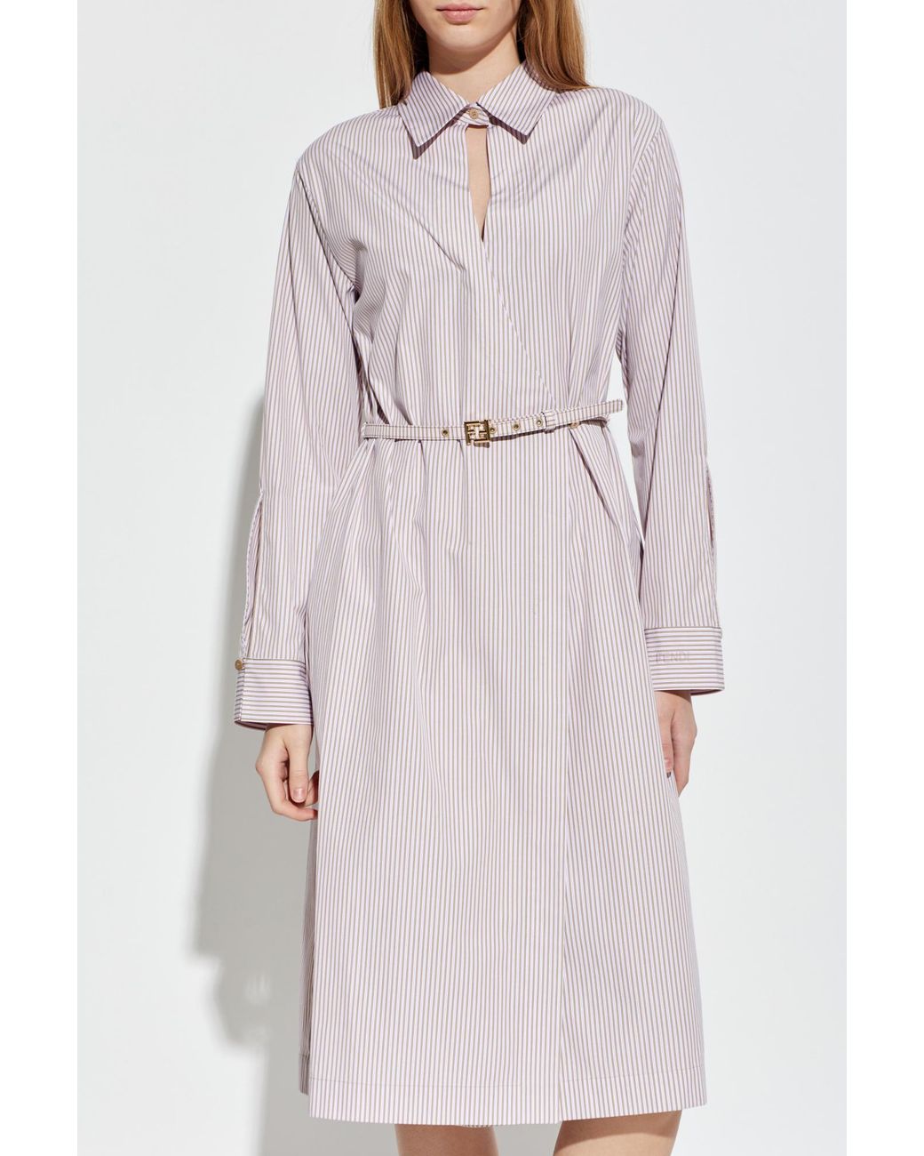 Fendi Pink Dress With A Striped Pattern