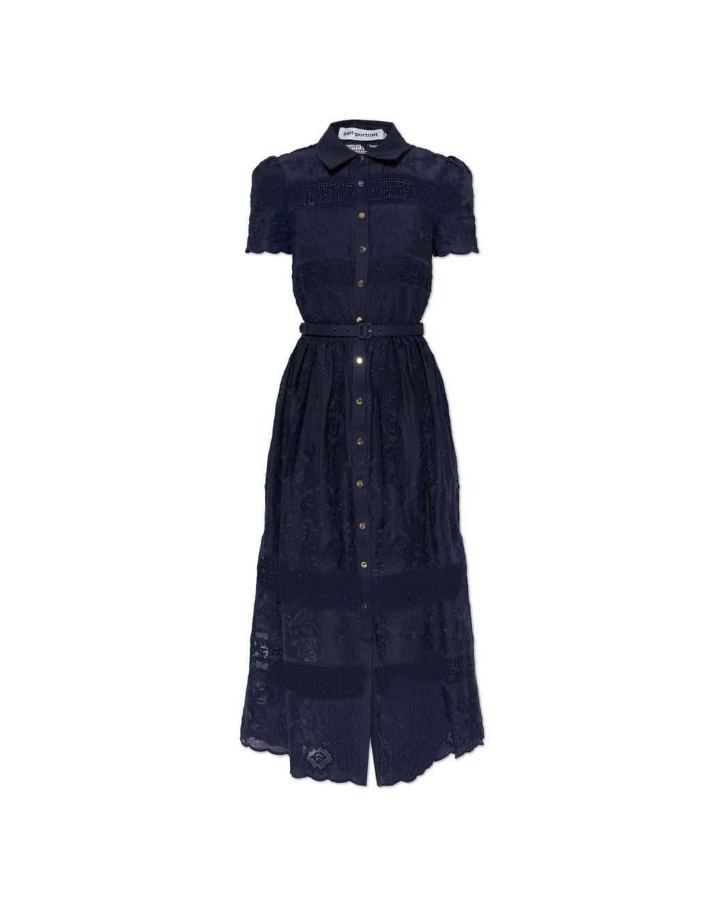 Self-Portrait Blue Lace Dress With Belt