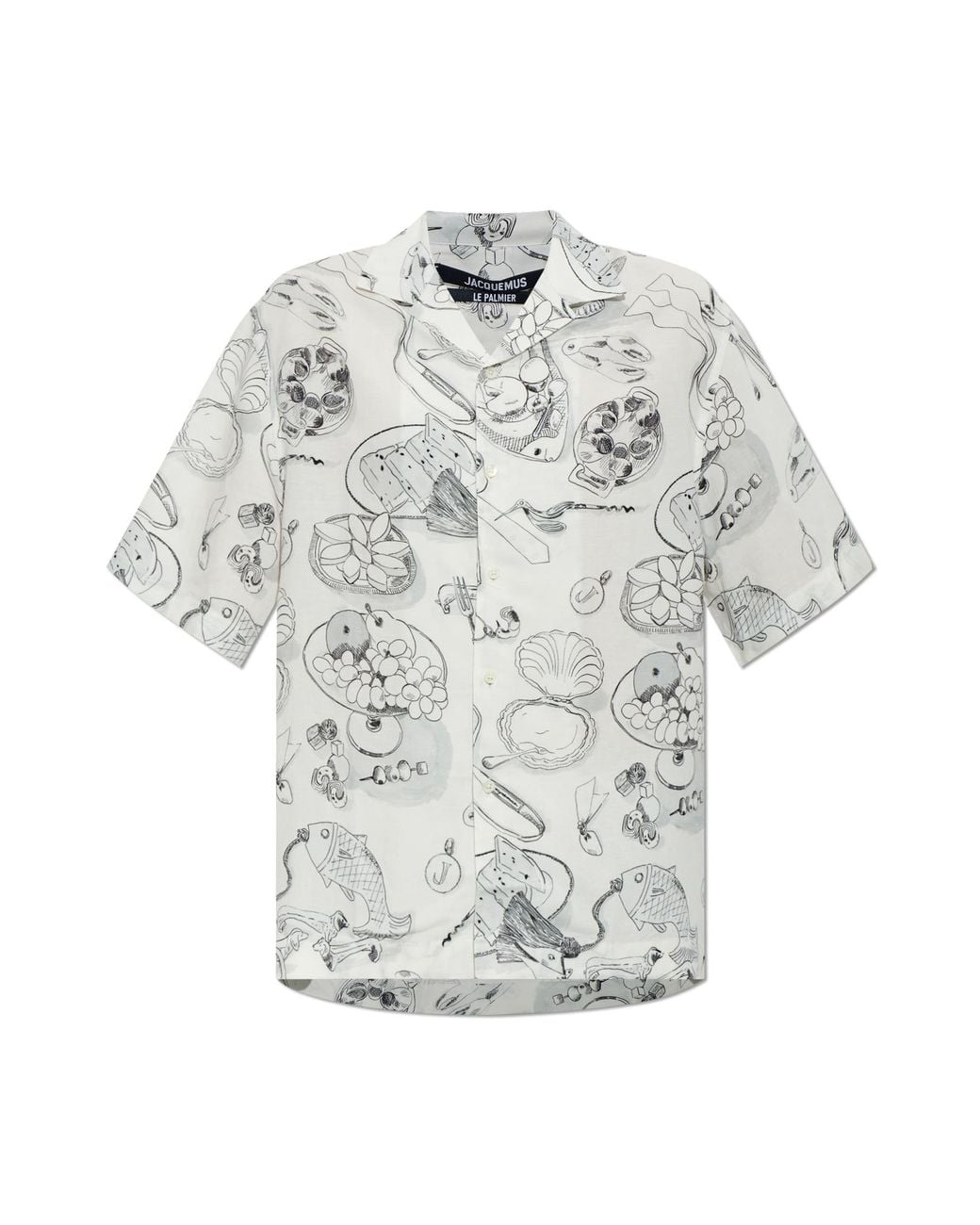 Jacquemus Gray Patterned Short-Sleeve Shirt for men
