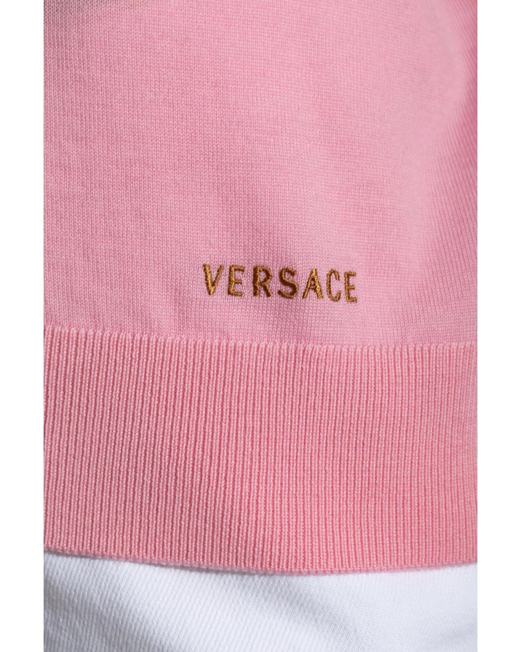 Versace Pink Wool Top With Embroidered Logo