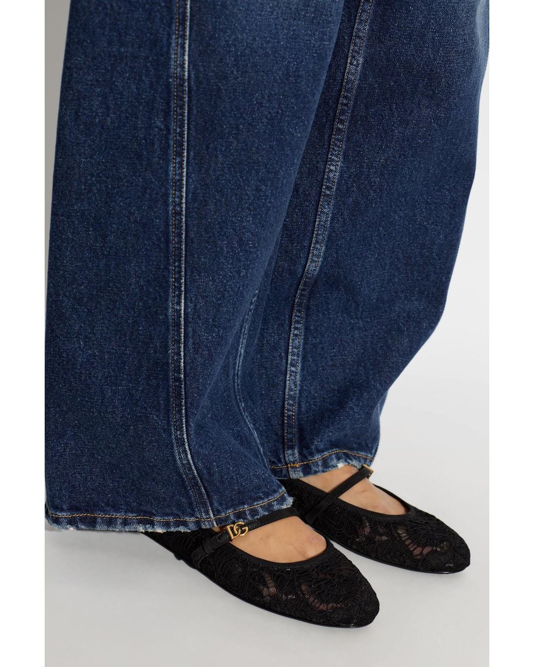 Dolce & Gabbana Black Lace Ballet Flats