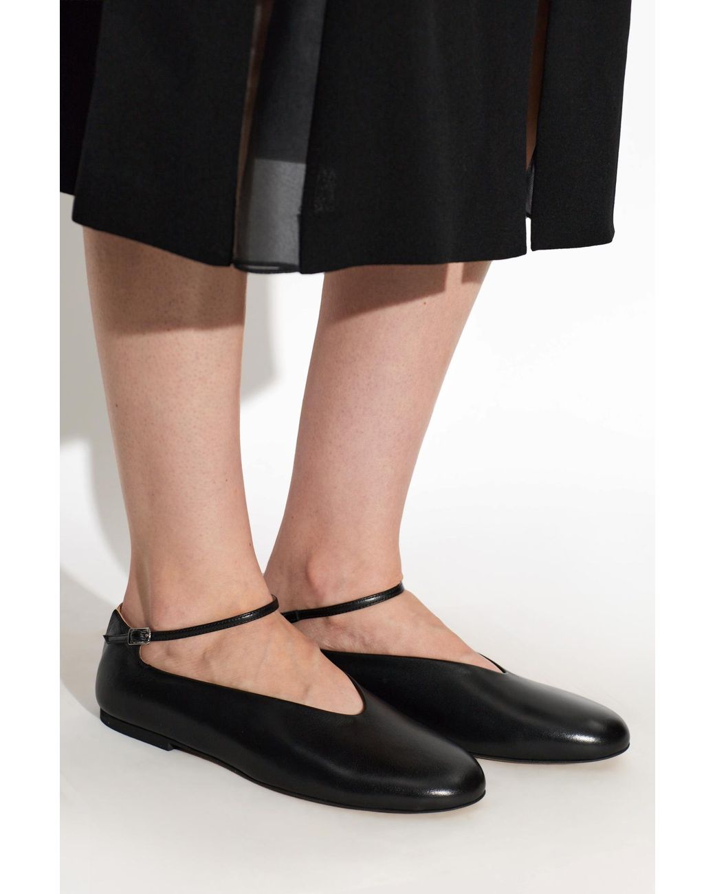 Jil Sander Black Leather Ballet Flats