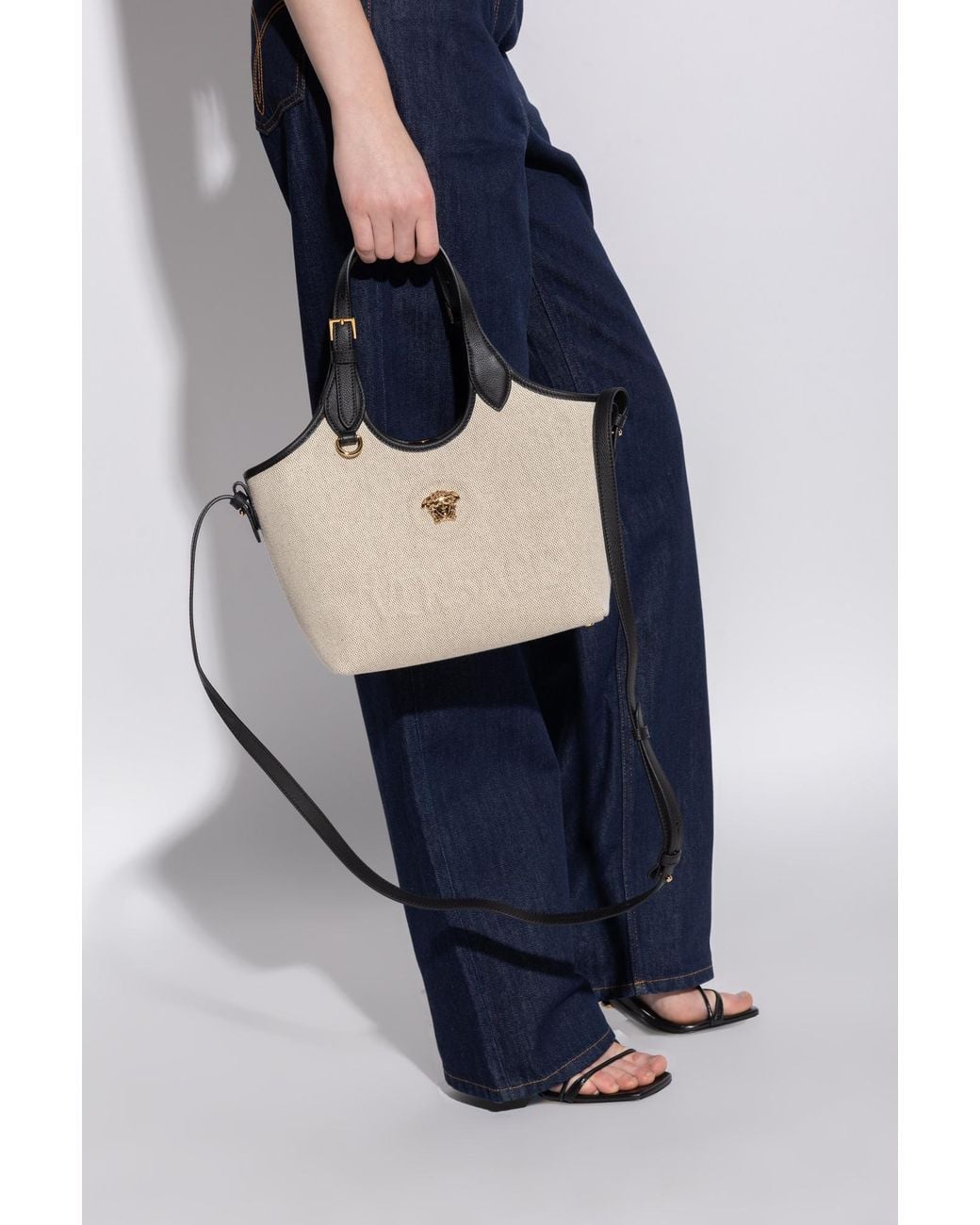 Versace Natural "La Medusa Canvas Mini" Bag