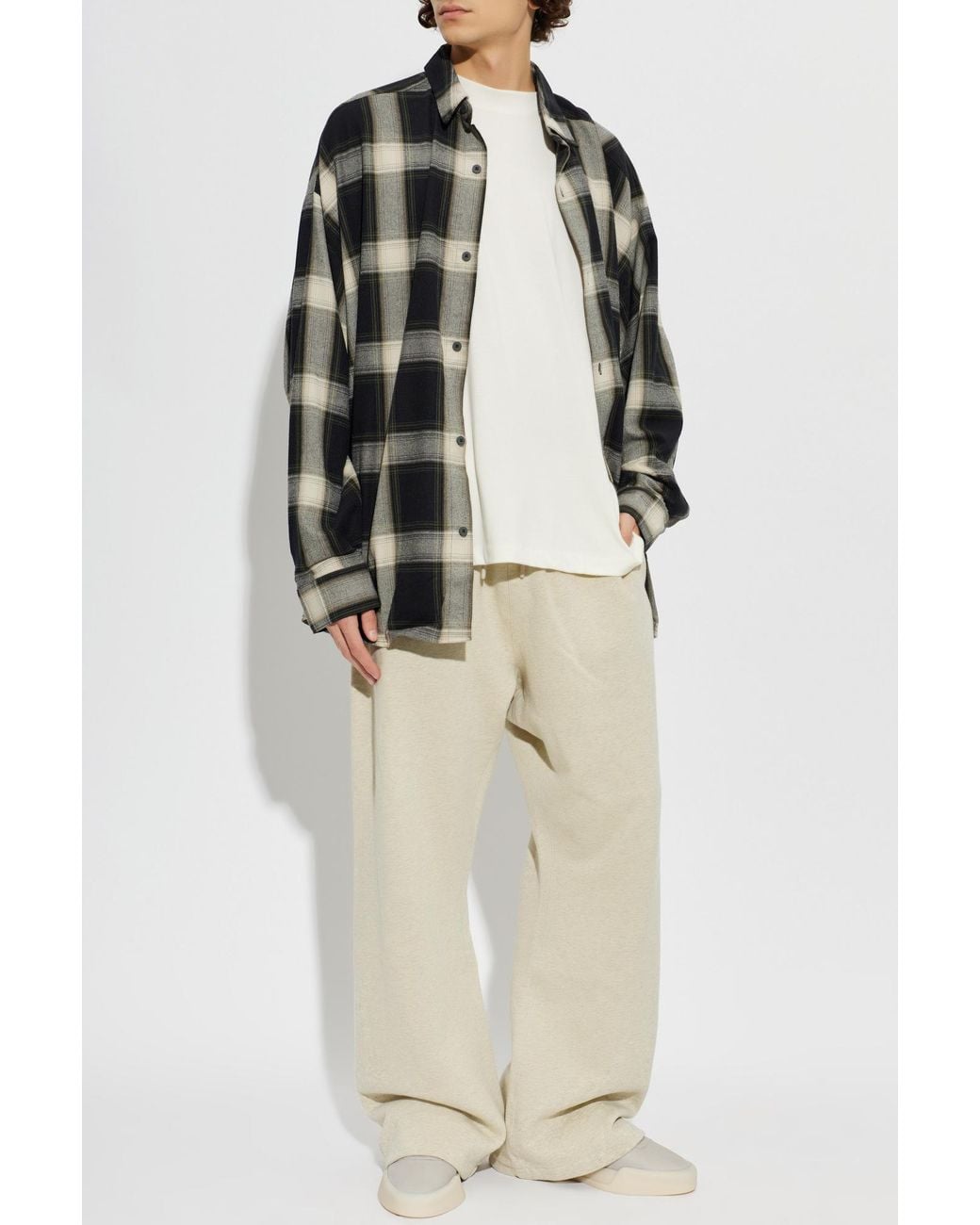 Fear Of God White Cotton Checked Shirt for men