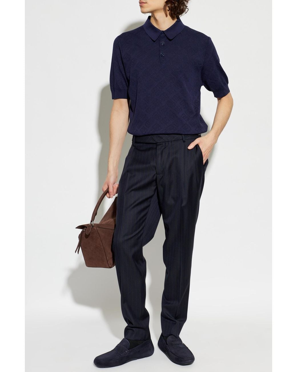 Dolce & Gabbana Blue Wool Pleated Trousers for men