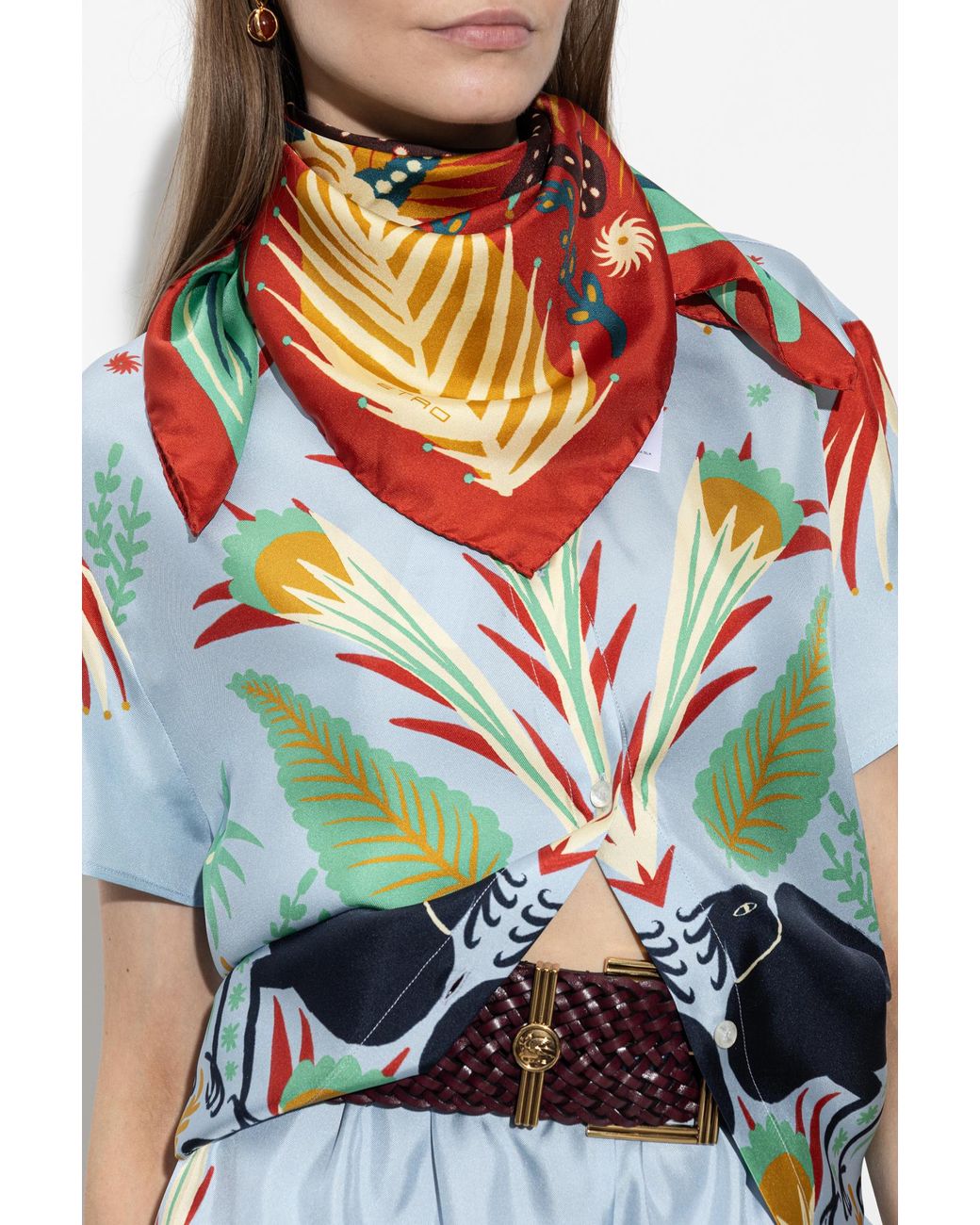 Etro Red Silk Scarf