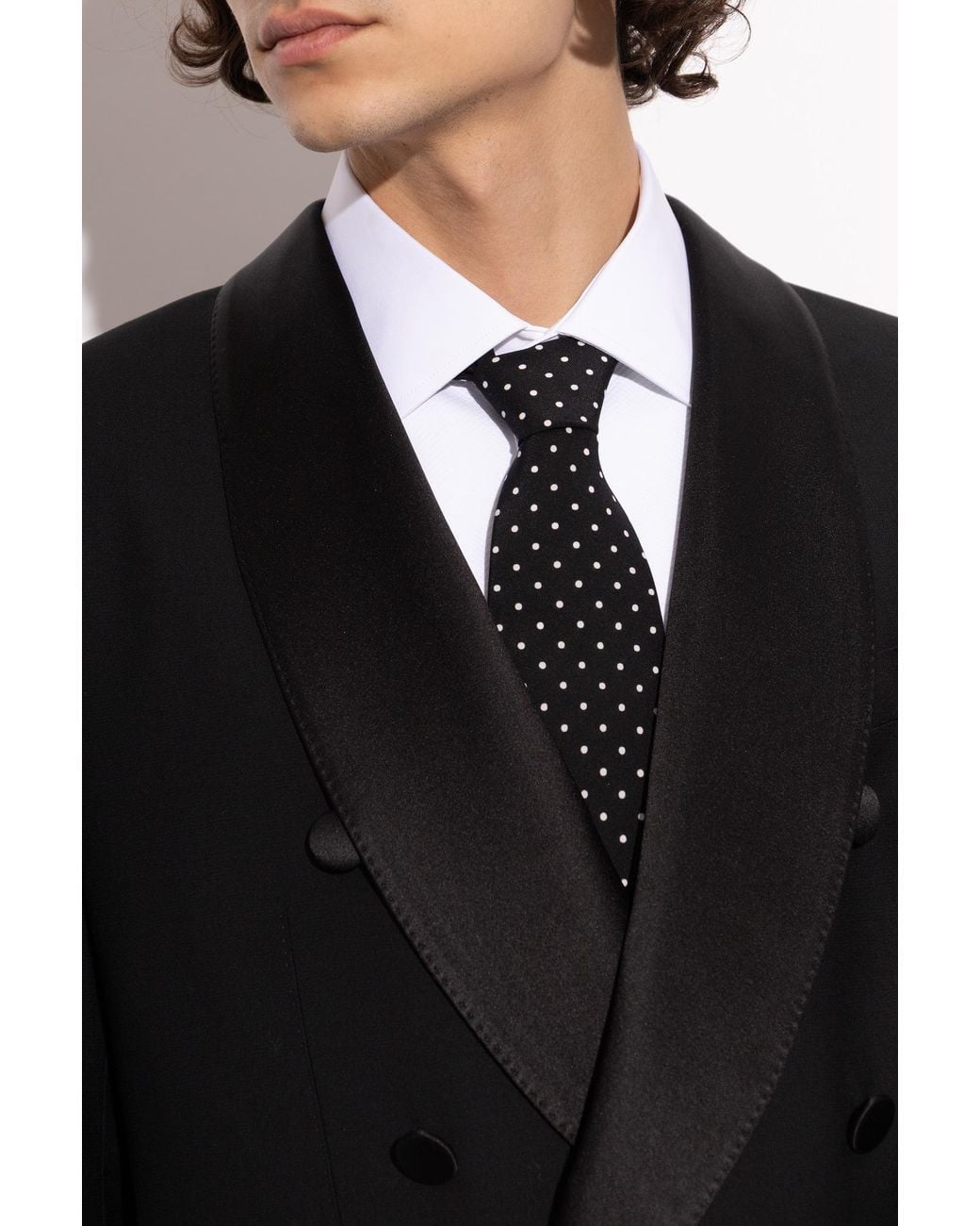 Dolce & Gabbana Black Silk Polka Dot Tie for men