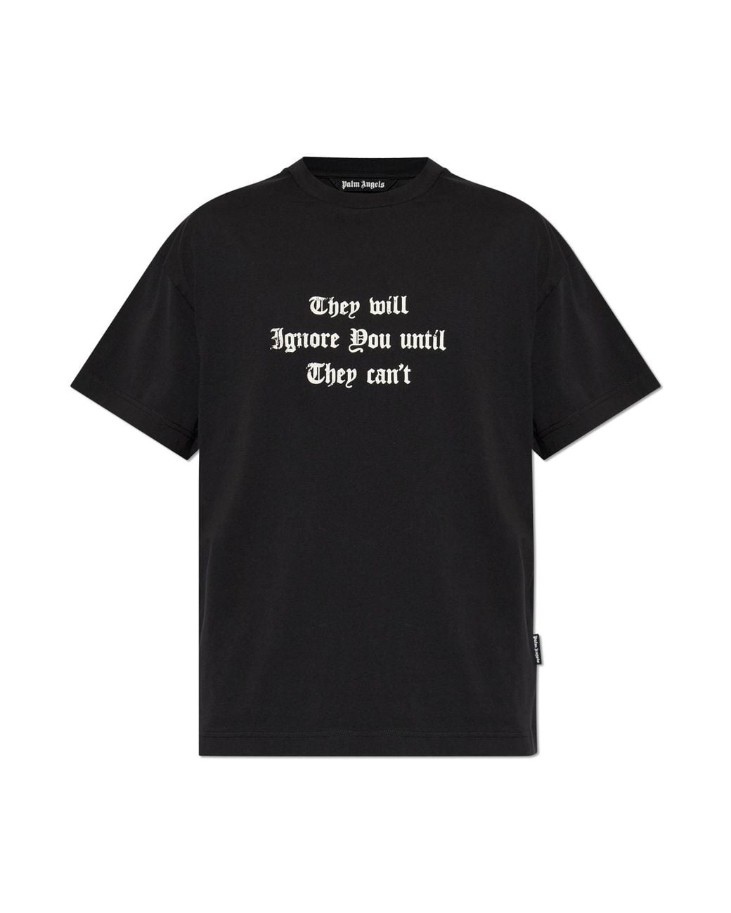 Palm Angels Black T-Shirt With Print for men