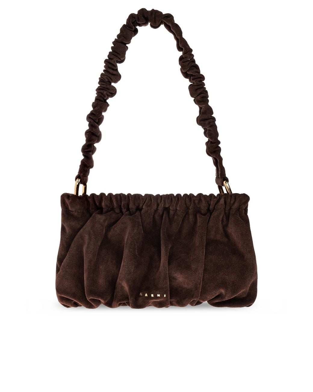 Marni Brown Suede Gathered Bag