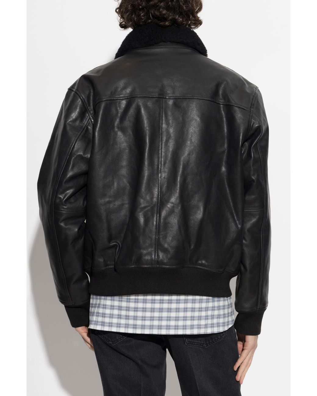 A.P.C. Black Leather Jacket 'Charies' for men