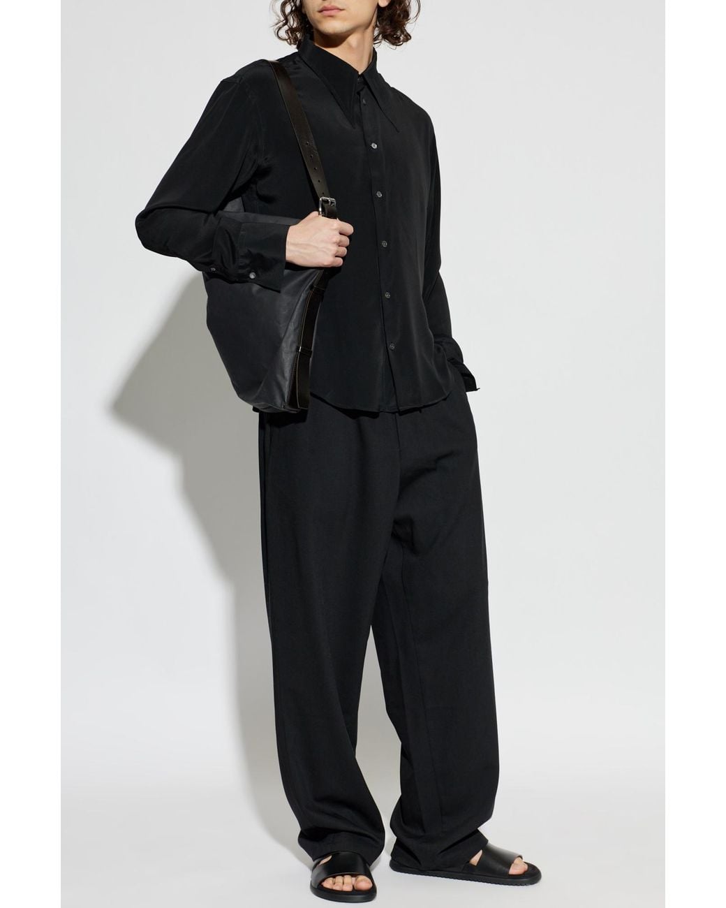 AMI Black Asymmetrical Cut Shirt for men