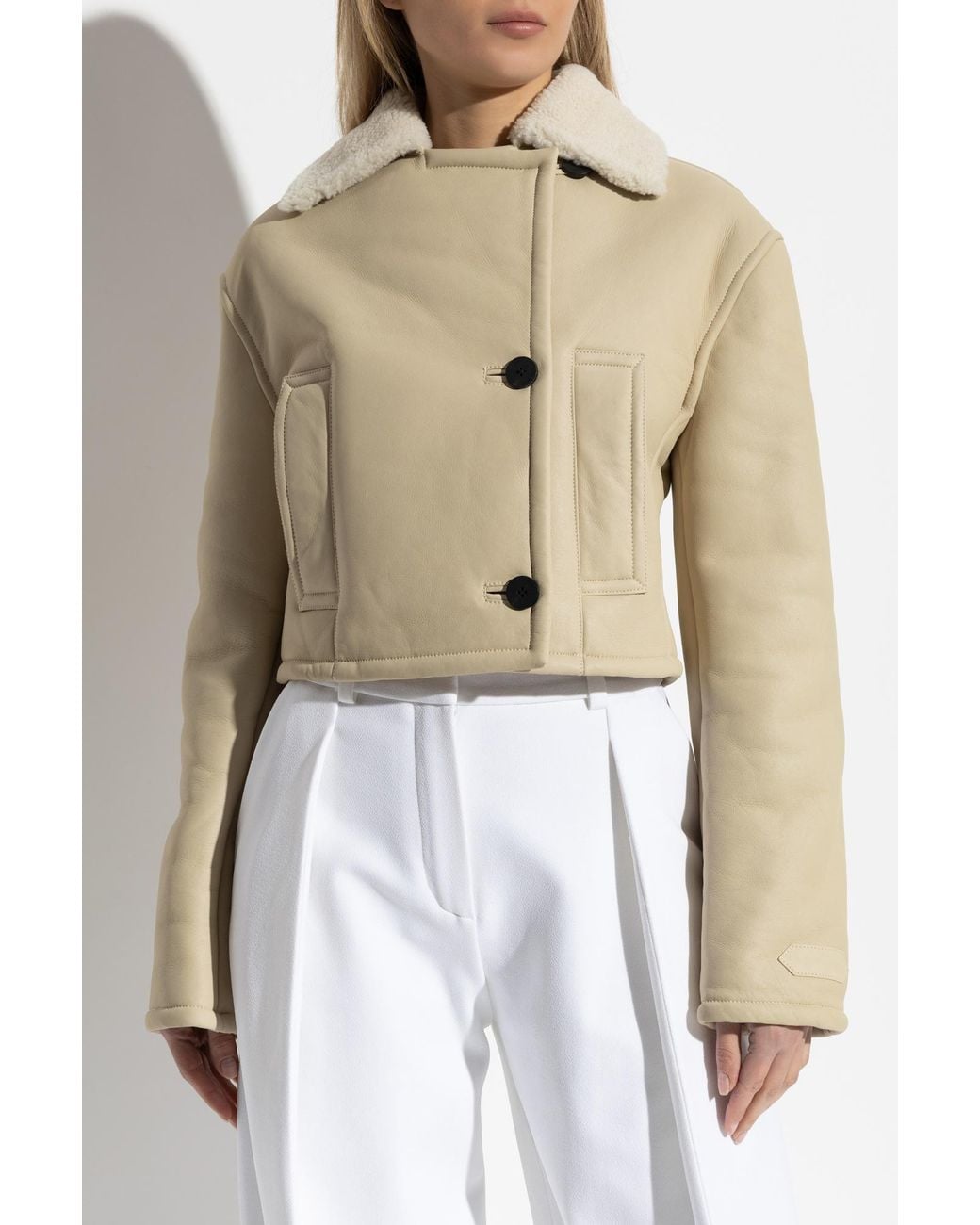 Jacquemus White Double-Breasted Shearling Coat