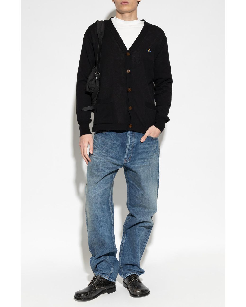 Vivienne Westwood Black Cardigan With Logo Patch for men