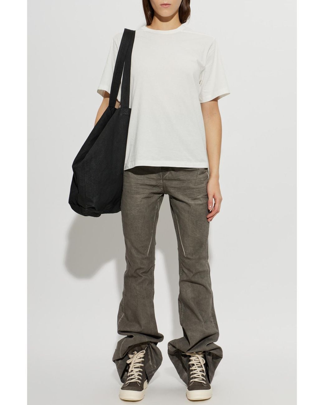 Rick Owens White T-Shirt With A Crew Neck