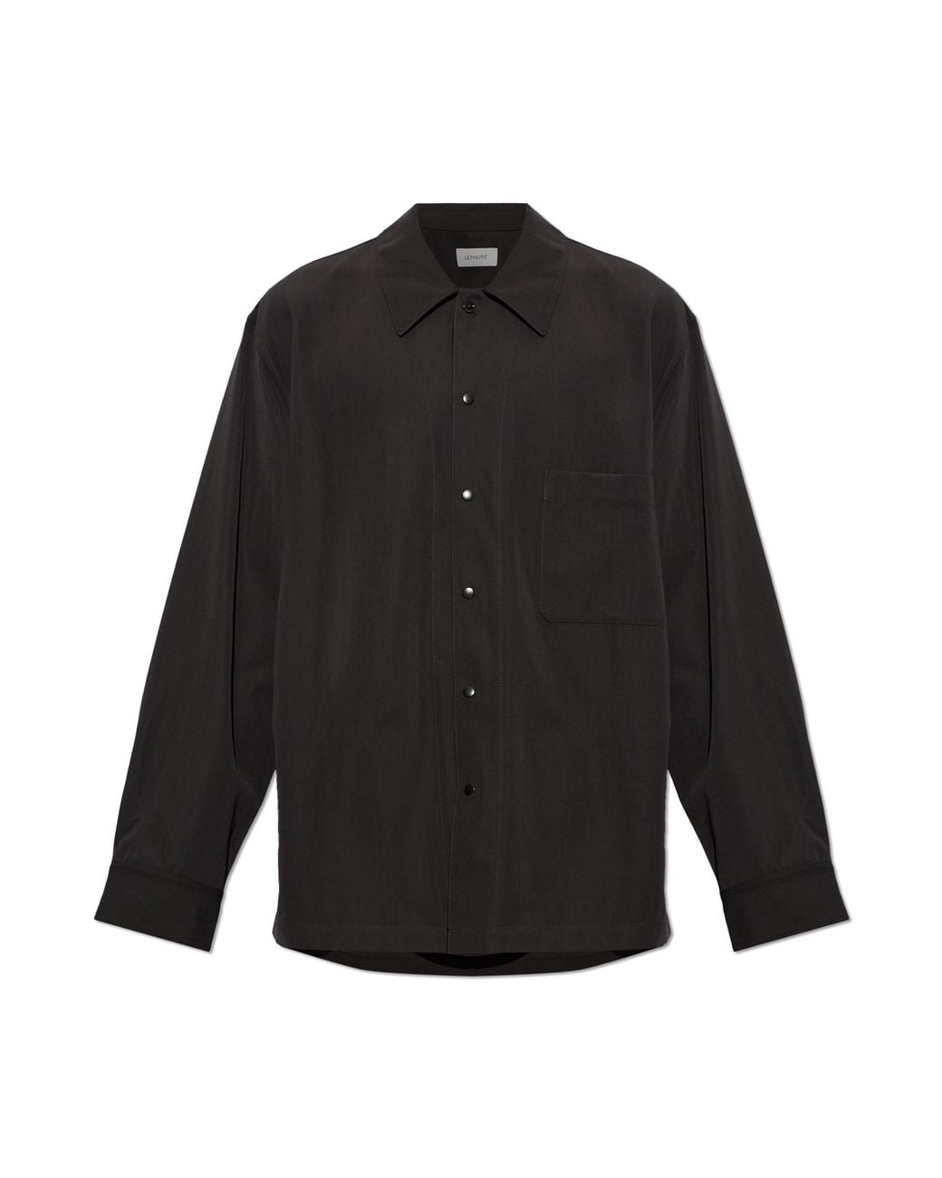 Lemaire Black Wool Shirt With Pocket for men