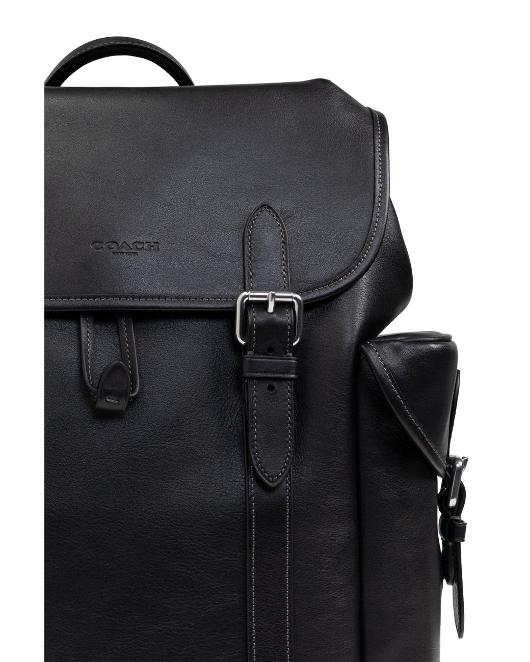 COACH Black Leather Backpack Hitch for men